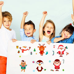 6pcs Christmas Santa Claus Face Changing Stickers DIY Puzzle Stickers