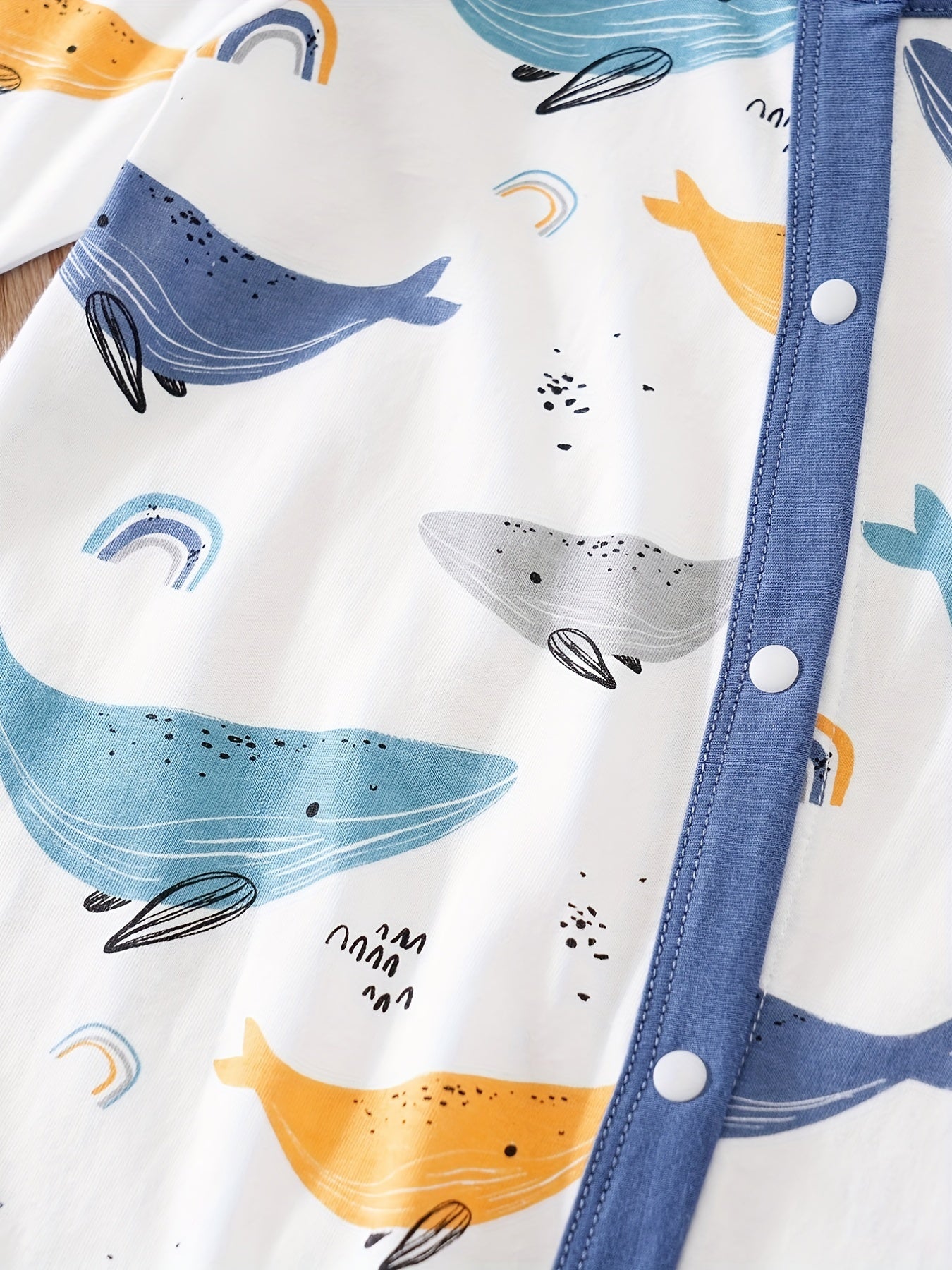 Whale Print Cardigan Baby Bodysuit Newborn Onesie