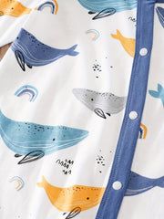 Whale Print Cardigan Baby Bodysuit Newborn Onesie
