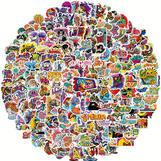 200pcs Graffiti Cartoon Vinyl Waterproof Stickers For Water Bottle Laptop Phone