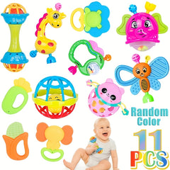 11pcs Baby Rattles Toys for 0-6 Months - Sensory Toy Set for Newborn Boy Girl