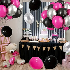 50pcs Rose Red & 30 Metallic Silver Balloons for Party Decor