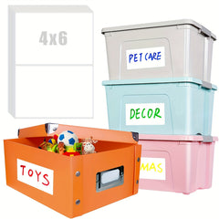 50 Removable Storage Bin Labels 15.24 x 10.16 cm Matte Blank Box Labels
