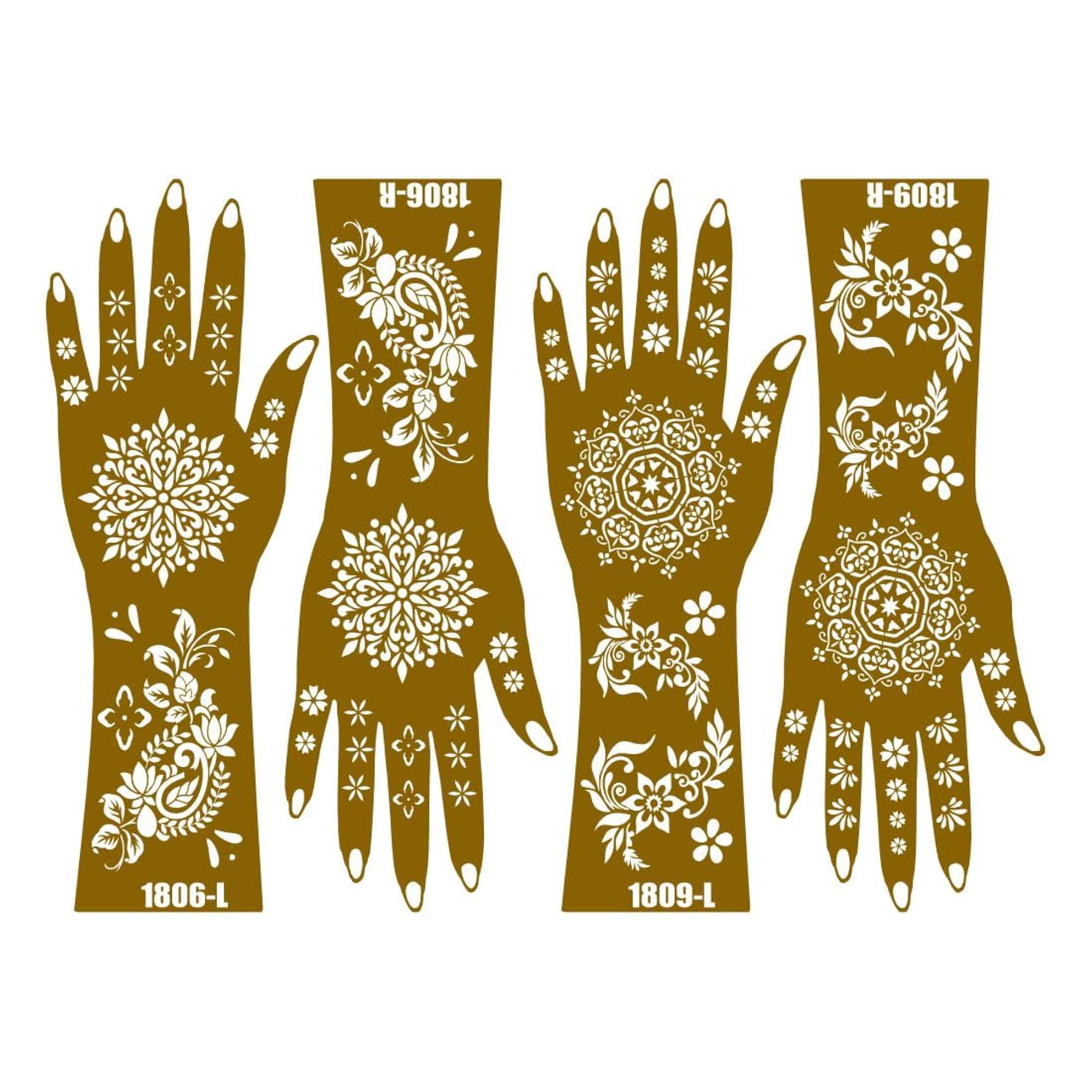 Creative Mandala Art Mehndi Stencil Sticker Combo Pack for Girls Hand ...