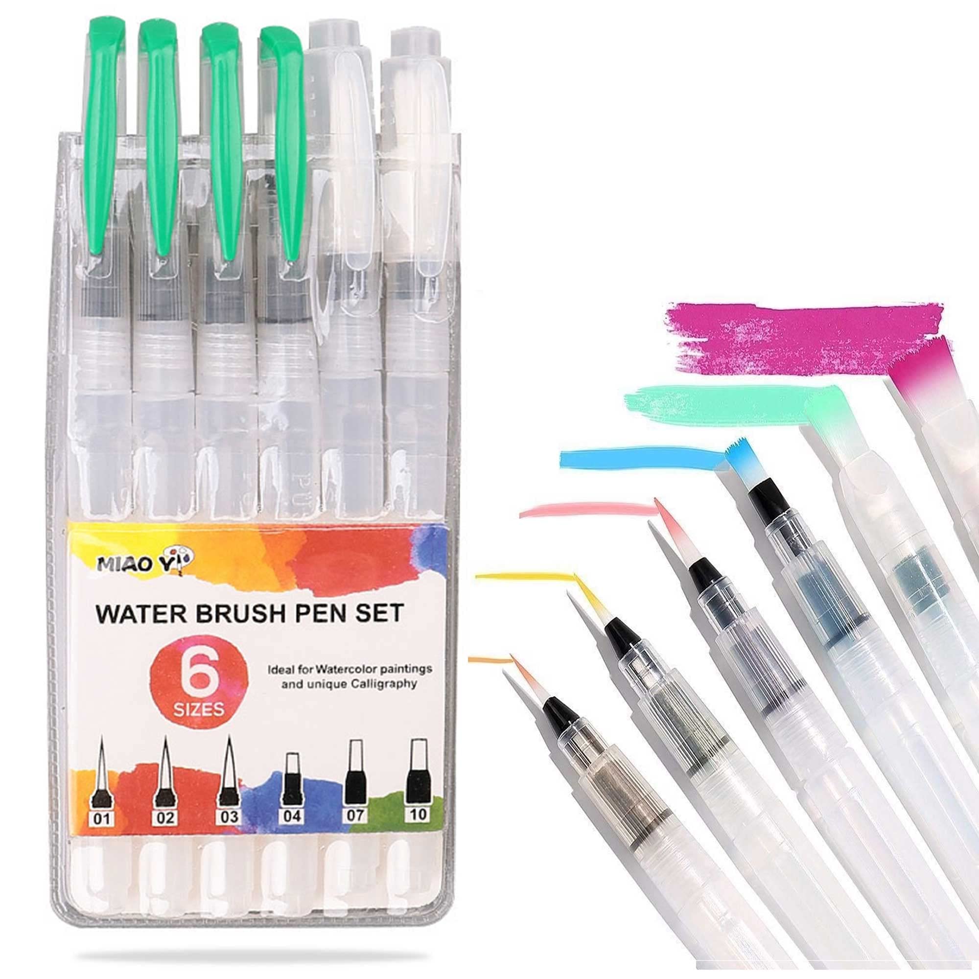 Water Brush Pen for Watercolor Calligraphy Drawing Tool, Set of 6 – CRAZE