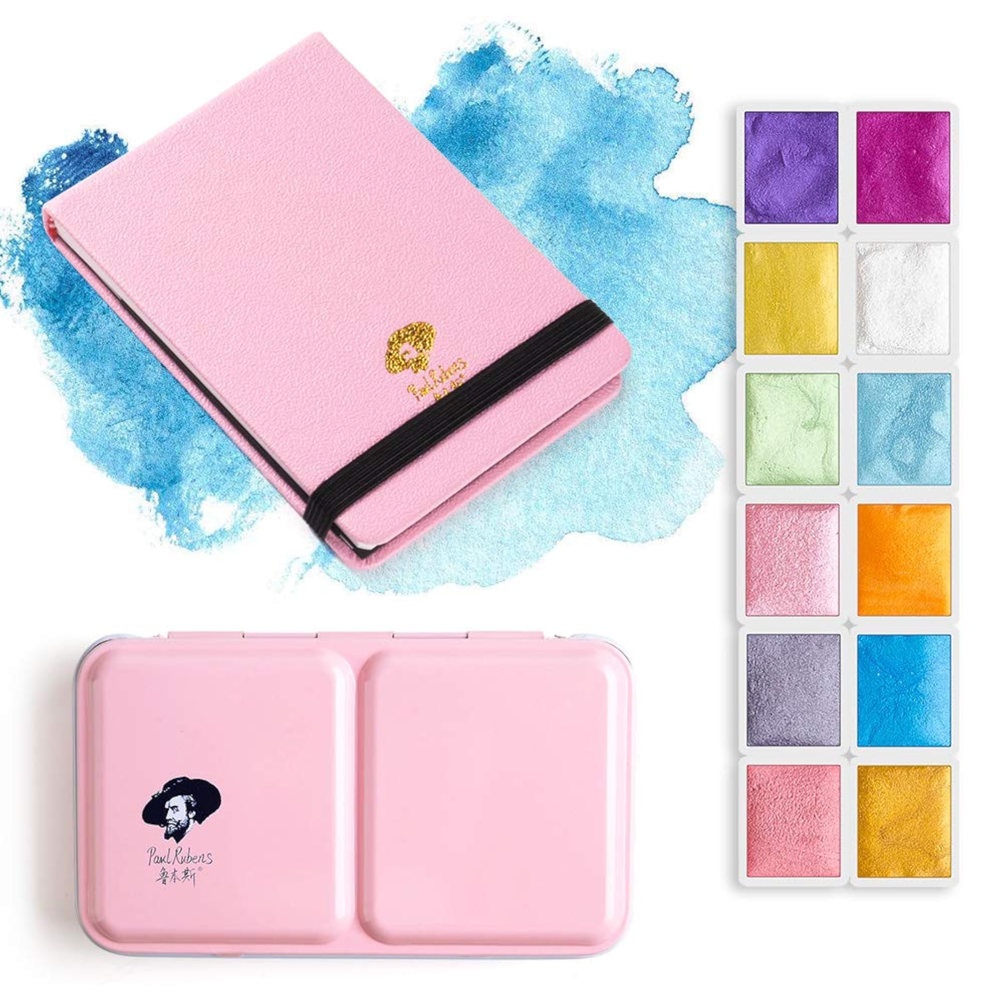 Watercolor Paint Artist Grade 12 Colors, Metallic Glitter Watercolor ...