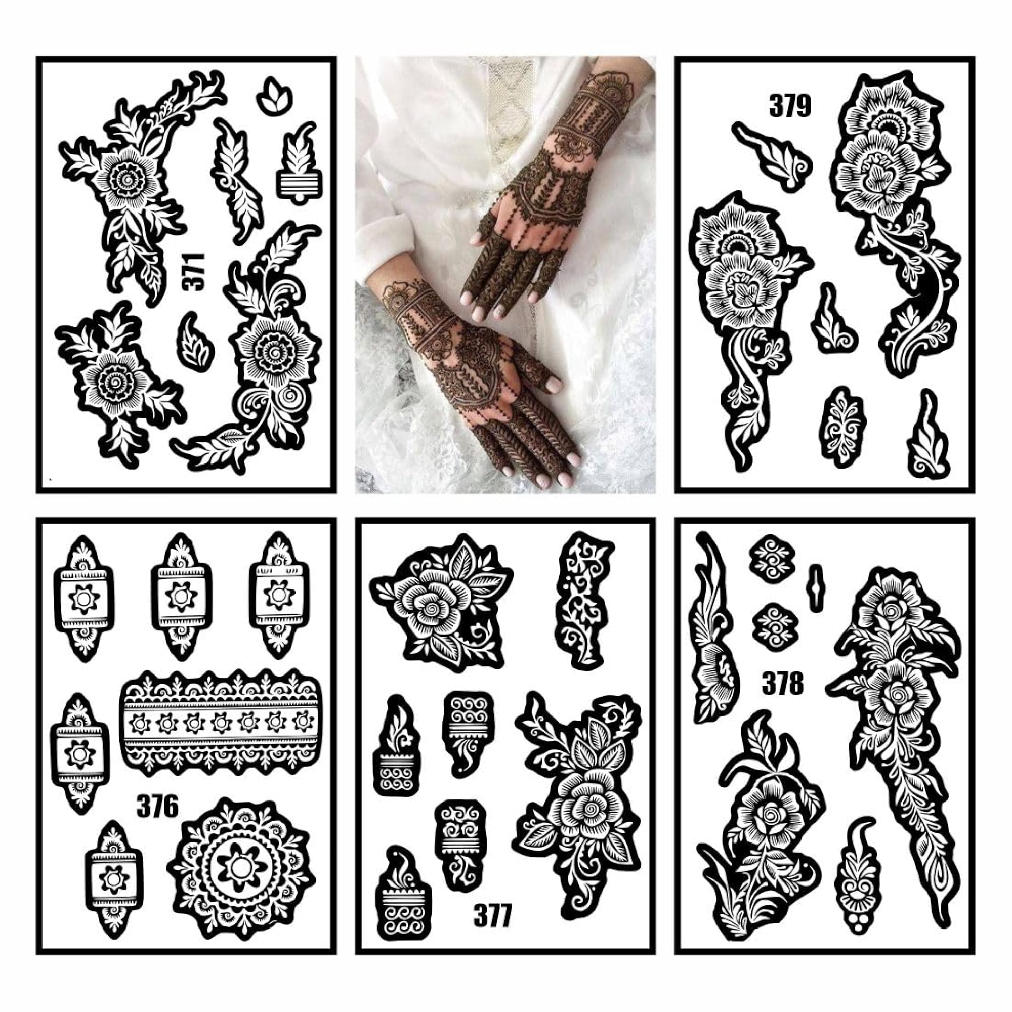 Creative Combo Mehndi Stencil Sticker Design for Both Hands – CRAZE