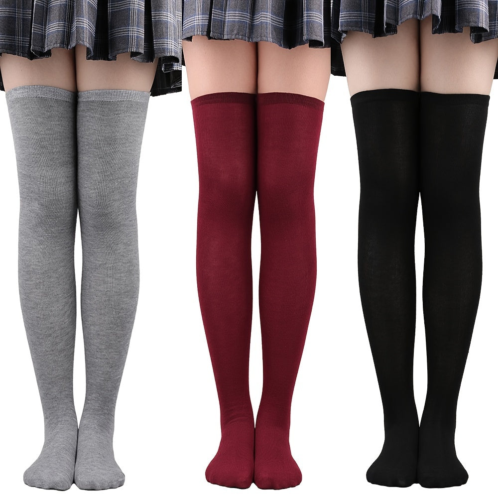 Solid Thigh High Socks Over The Knee Stockings