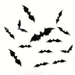 36pcs Halloween 3D Bat Decoration Stickers Waterproof Spooky Bats Room Decor