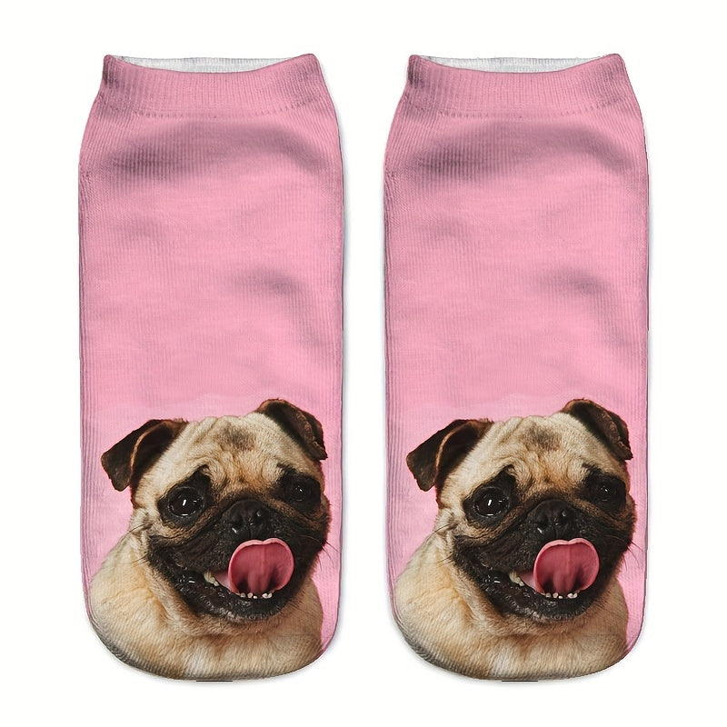 3D Dog Pattern Socks Low Cut Women's Stockings