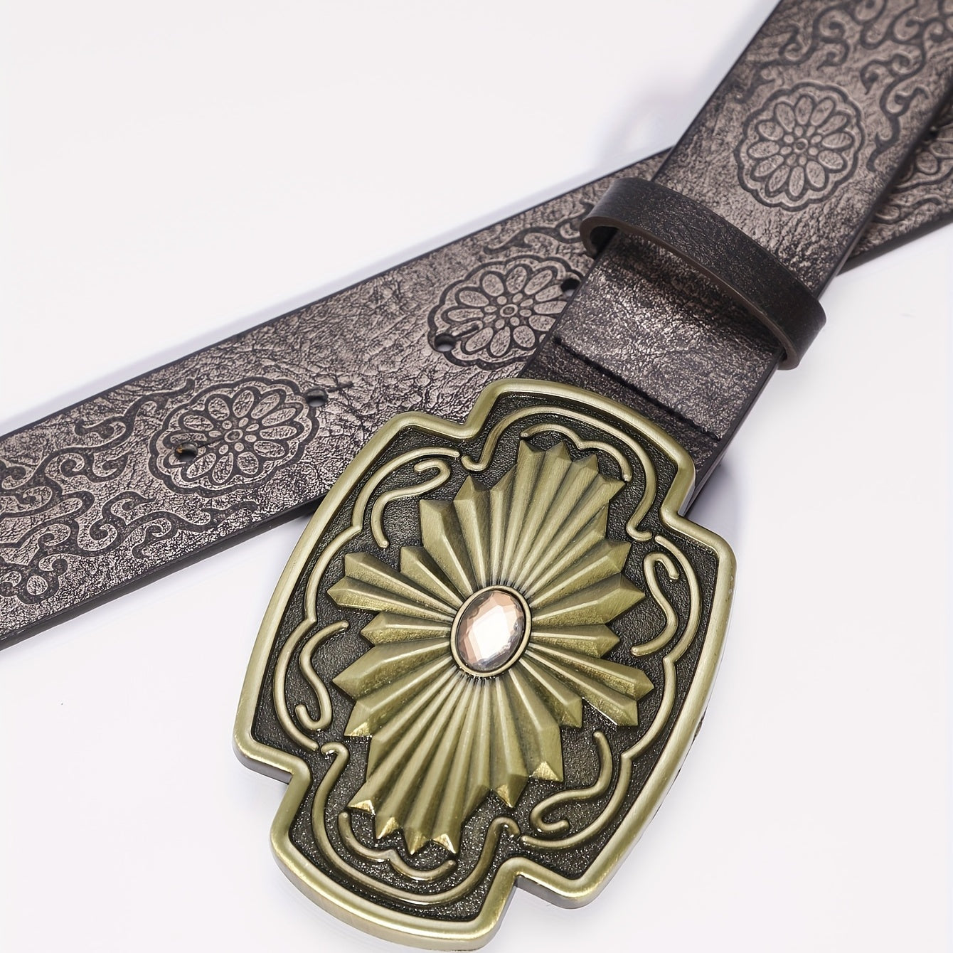 Floral Pattern Buckle Casual Belt for Men
