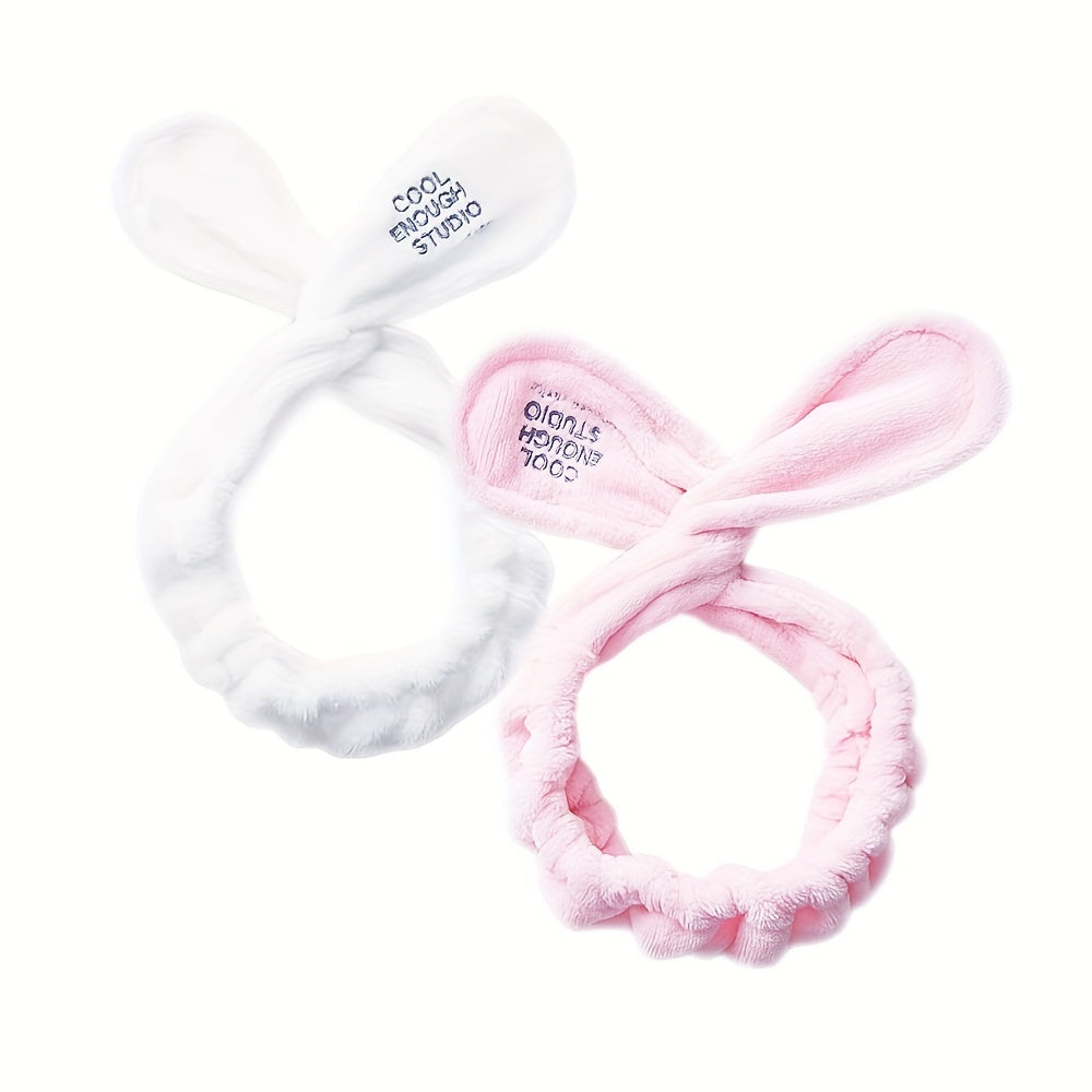 Adjustable Bunny Ears Headband Wide Hairband Makeup Wrap