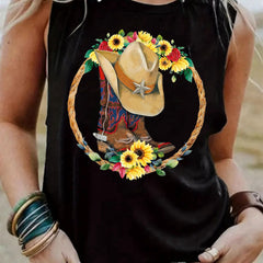 Vintage Western Boot Print Tank Top