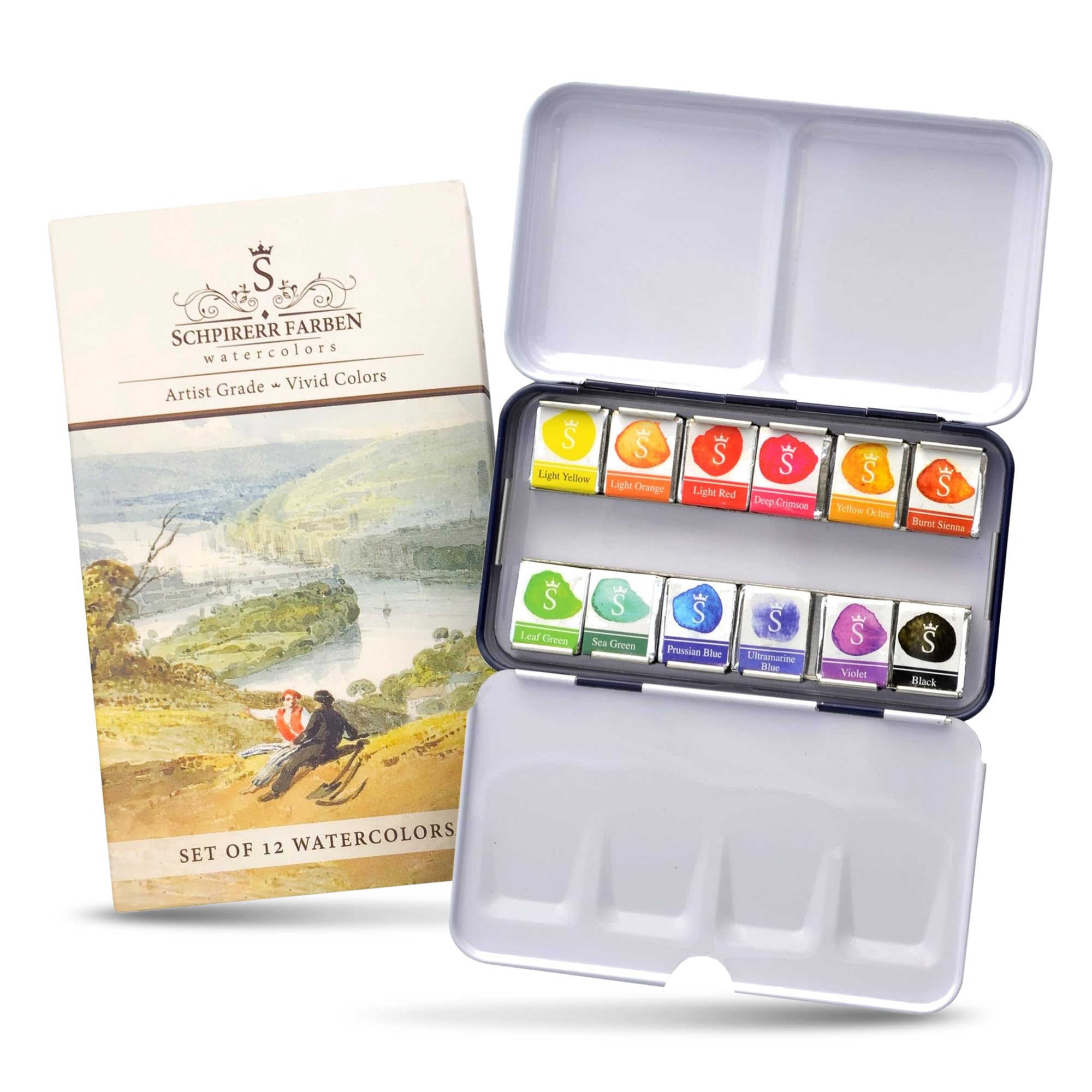Half Pan Full 12 Color Wheel Water Color Paint Palette Set – CRAZE