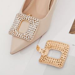 2pcs Square Rhinestones Shoe Clips - Wedding High Heels Decoration