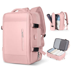 Expandable Travel Backpack Carry on Weekender Luggage Bag With USB Charging Port