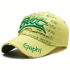 Letter Embroidery Ripped Baseball Cap Candy Cotton Sun Hat Lightweight Unisex