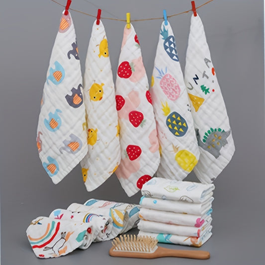 6-Layer High Density Baby Gauze Handkerchief Towel with Embroidered Bubble Gauze