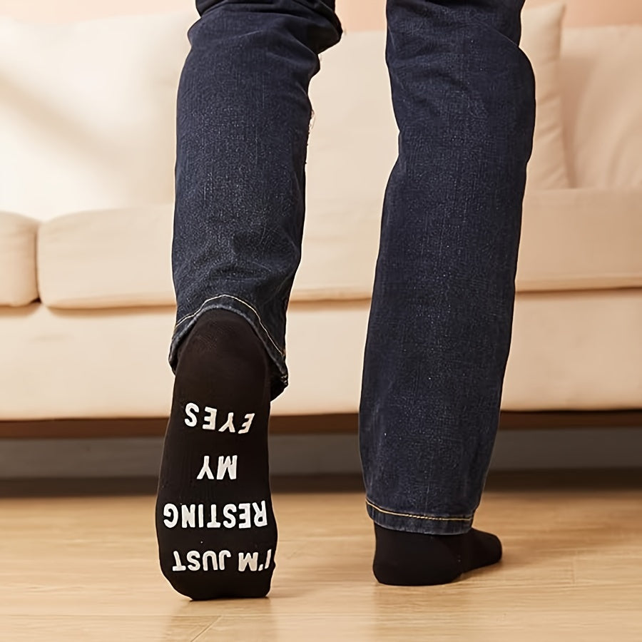 Funny Resting My Eyes Socks Dad Grandpa Mom Grandma