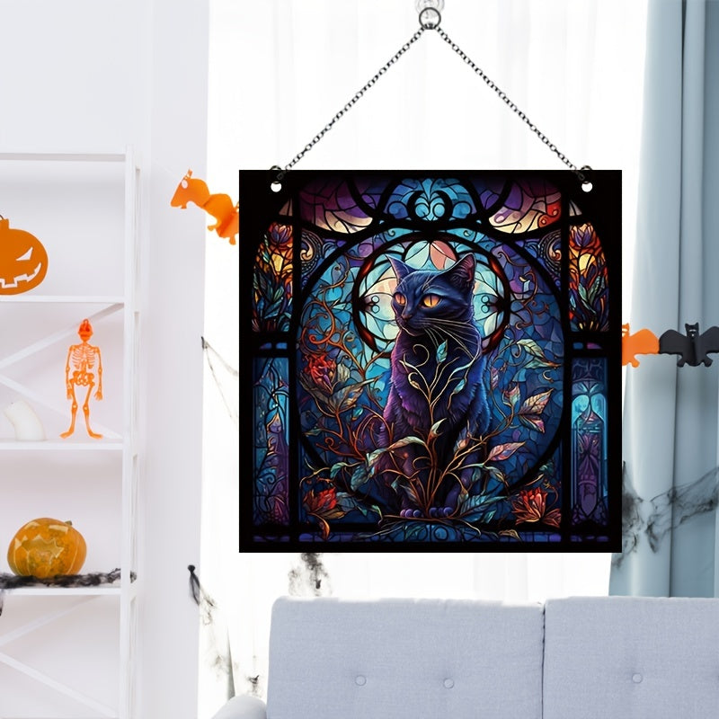 Halloween Acrylic Window Hanging Castle Cat Holiday Decorations