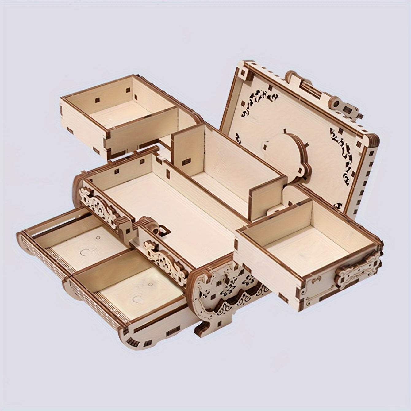 Antique Jewel Box 3D Wooden Puzzle Model Kits DIY Home Decoration