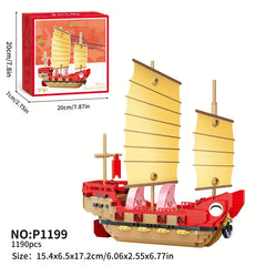 Small Particle Building Blocks Dragon and Phoenix Peacock Sailboat Luck Ornament