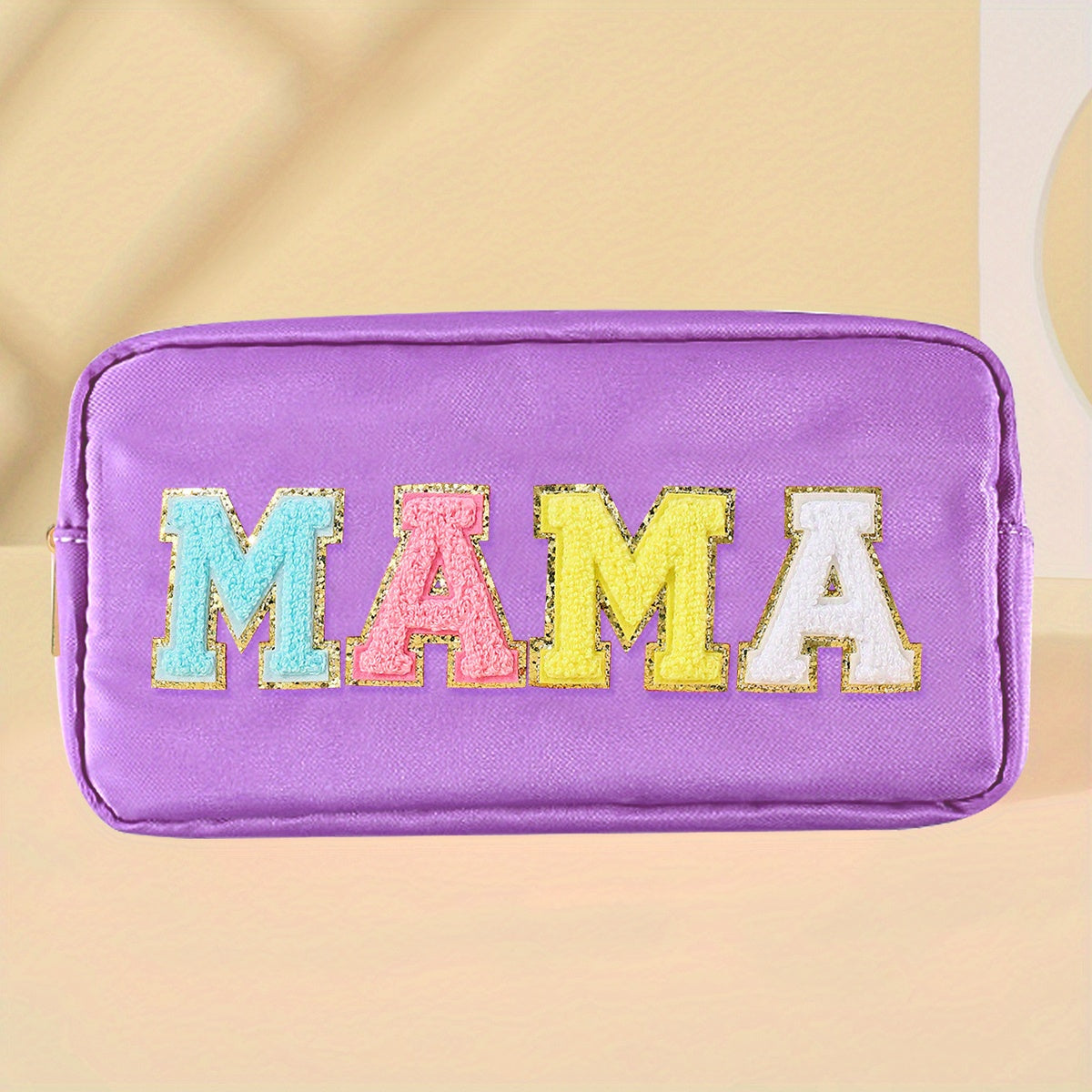 Waterproof Mama Pouch Makeup Bag Preppy Patch for Women and Girls