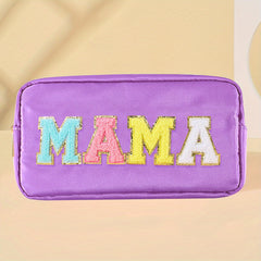 Waterproof Mama Pouch Makeup Bag Preppy Patch for Women and Girls
