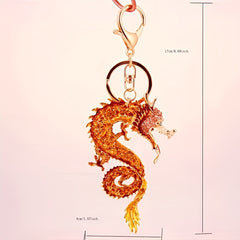 Chinese Zodiac Dragon Keychain Golden Dragon Key Ring Metal Pendant Year's Gift