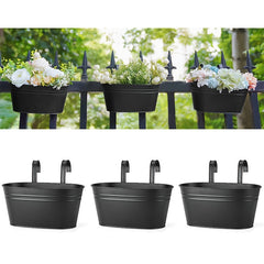 5pcs Metal Hanging Flower Pots for Railings & Fences, Rustic Style Windows