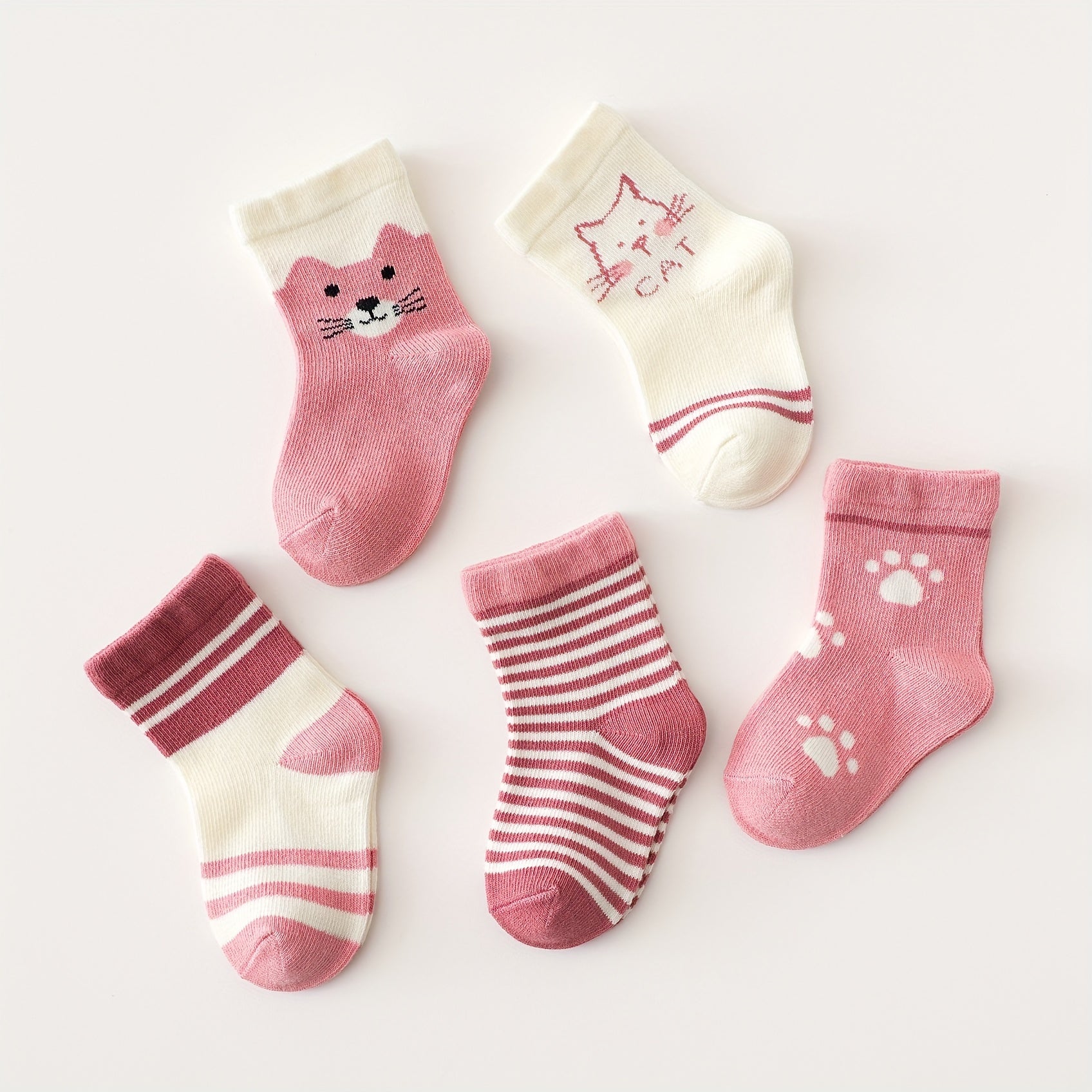Cat Footprint Striped Tube Socks - Boys and Girls Accessories