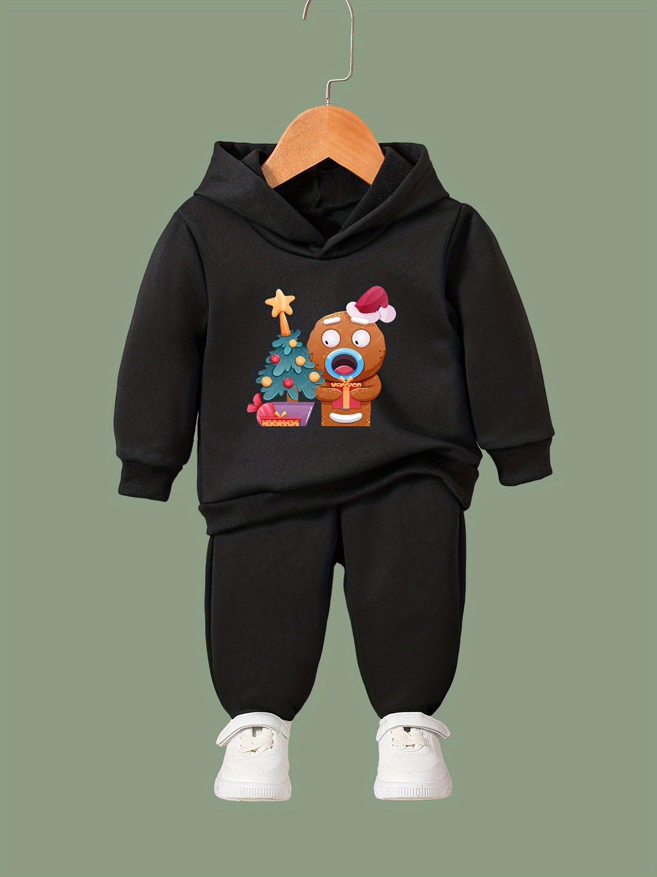 Girls Cartoon Biscuit Hoodie Sweatshirt and Sweatpants Set