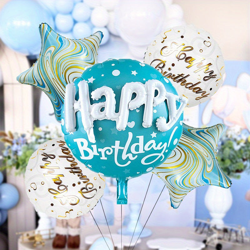 5pcs Creative 3D Happy Birthday Star Balloon Set Party Decoration