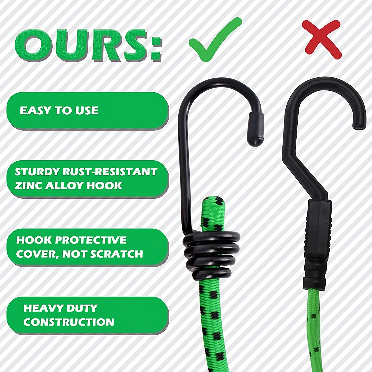 Heavy Duty Bungee Cords - Ideal for Luggage, Camping, Tents, Clothes Drying