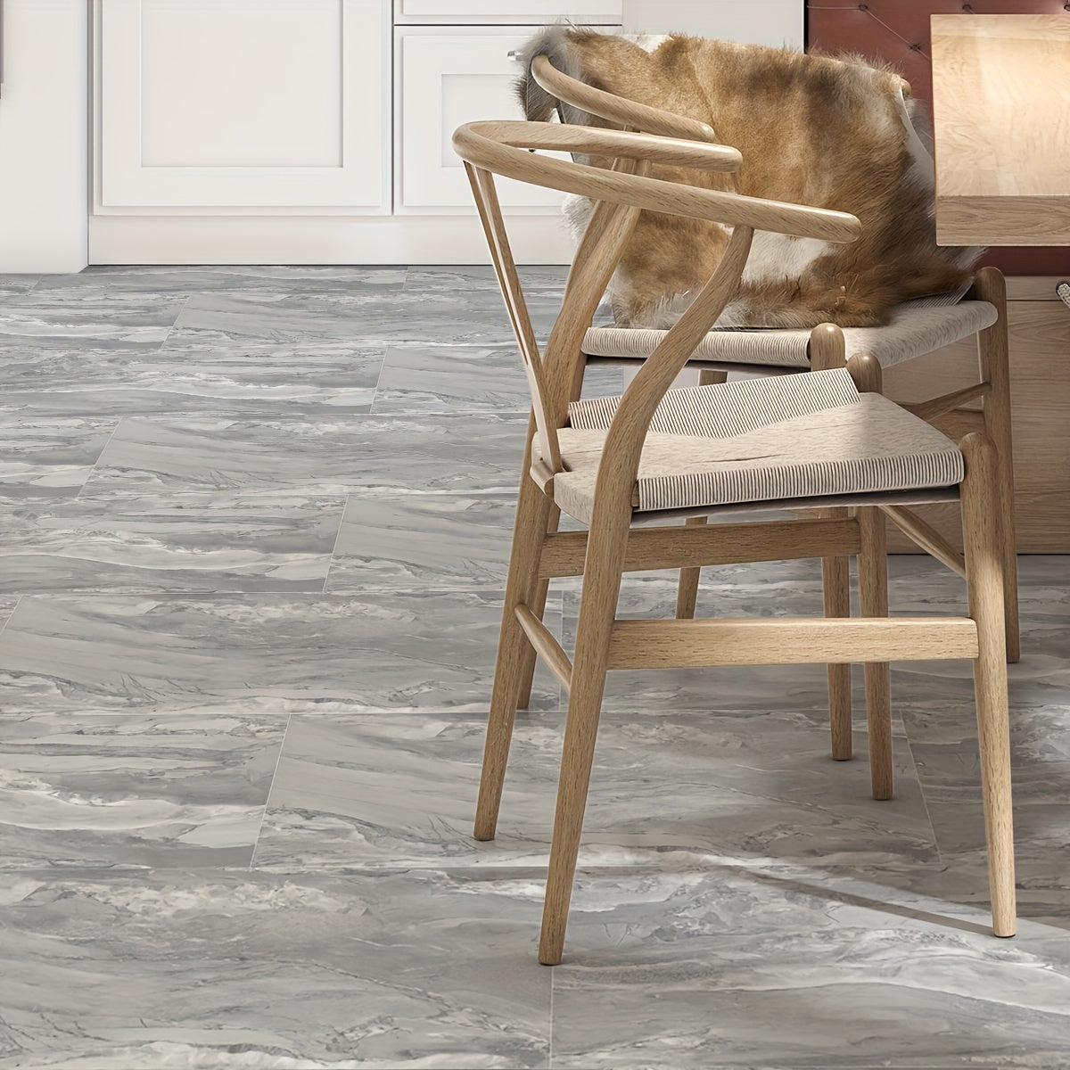 Marble Pattern Floor Stickers Waterproof Non-slip Tile Stickers