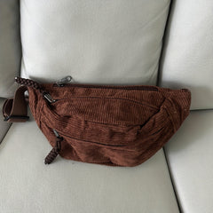 Corduroy Chest Crossbody Bag Casual Style Fancy Pack