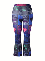  Pants Women's Plus Patchwork Flared Leg Trousers