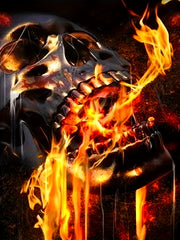 Burning Skull 3d Pattern Print Men's Short Sleeve T-shirt Graphic Tee