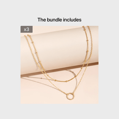Dainty Chain Necklace for Women - Hollow Round Adjustable Neck Chain
