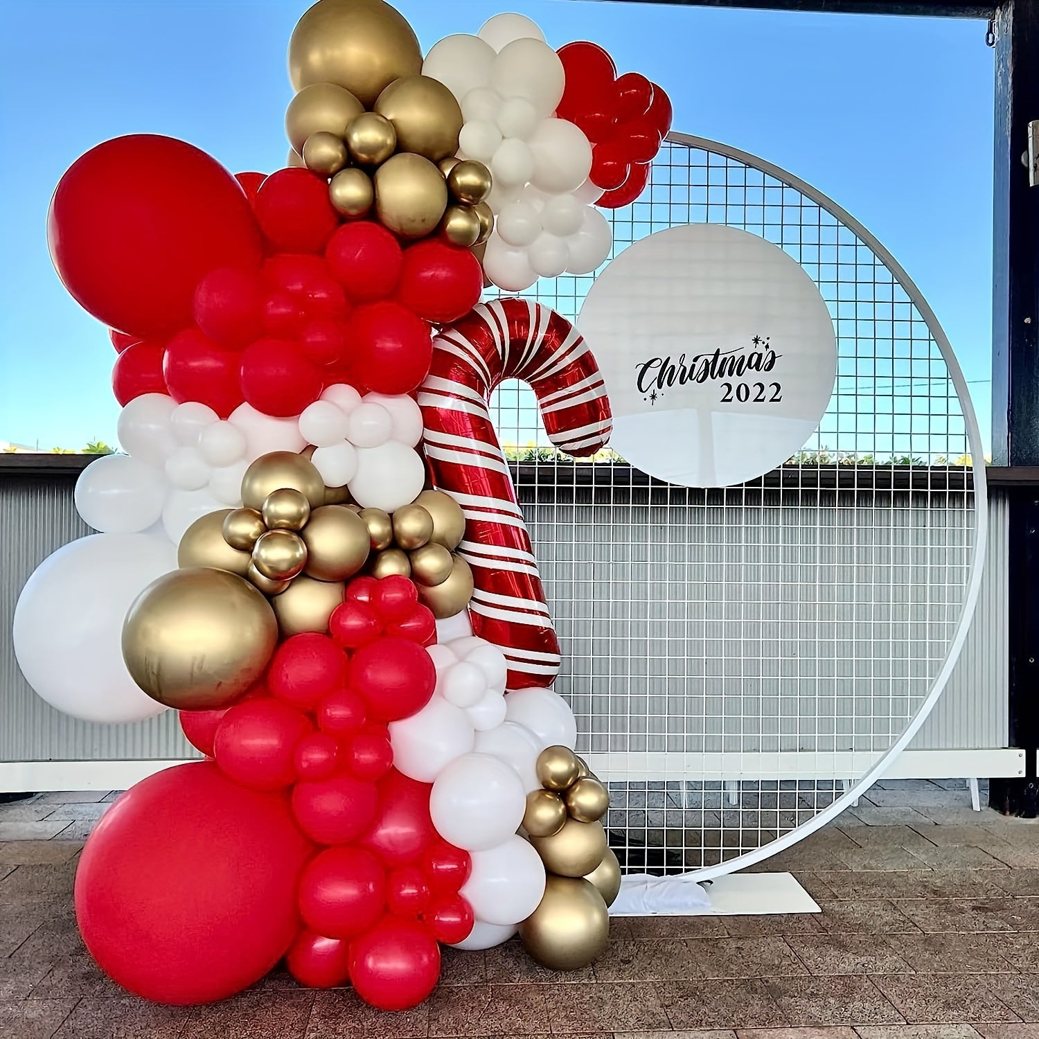 Red Golden Balloon Garland Arch Kit Christmas Birthday Wedding