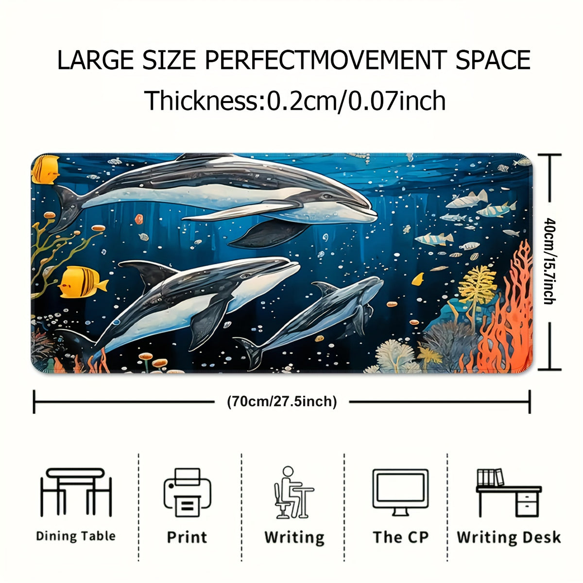 Cartoon Whale Underwater World Large Mousepad