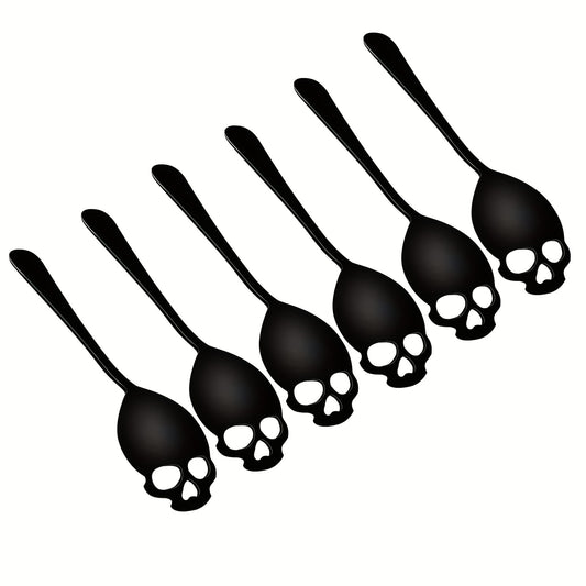 6PCS Skull Teaspoons Sus304 Sugar Spoon Cutlery Set Gothic Hallowee