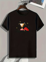 Trophy Pattern Print Men's Sports T-shirt