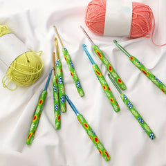 9pcs Colored Soft Handle Crochet Set Ergonomic Soft Grip Crochet Needle Set