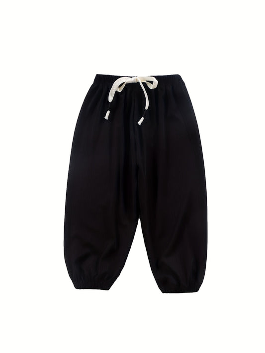 Kid's Solid Textured Sweatpants Elastic Waist Summer Sports Clothes