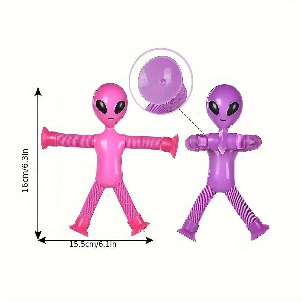 Alien Telescopic Suction Cup Toy Stretchy Tubes in Pink