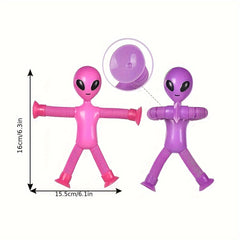 Alien Telescopic Suction Cup Toy Stretchy Tubes in Pink