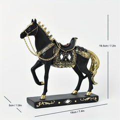 Modern Horse Figurine Decor with Detailed Saddle & Tack