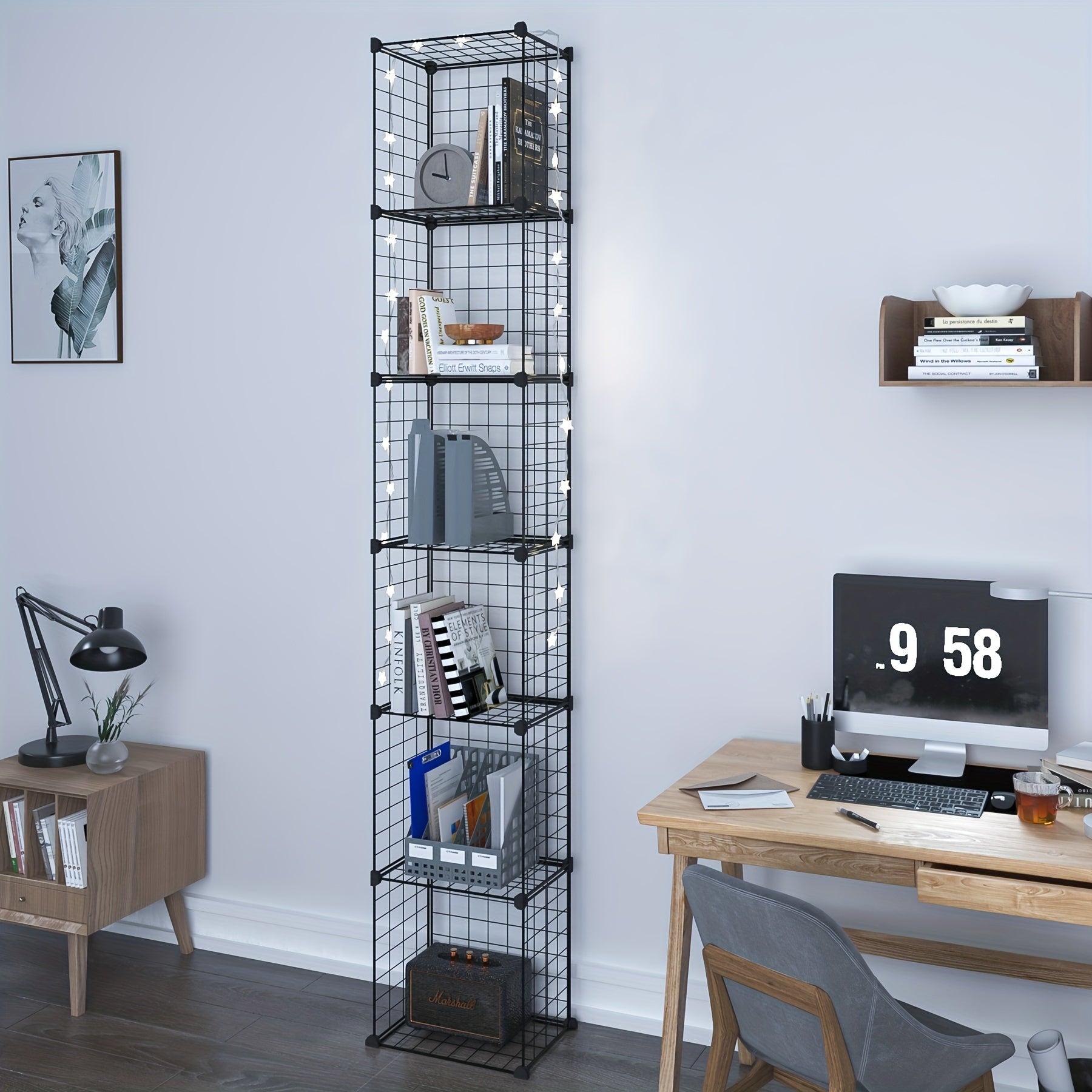 DIY Assembled Storage Rack Vertical Bookcase for Living Room Study Office