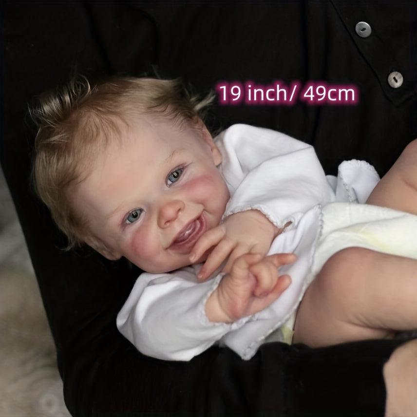 19" Reborn Doll with Soft Cloth Body & Realistic Hair, Perfect for Cuddles